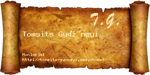 Tomsits Gyöngyi névjegykártya